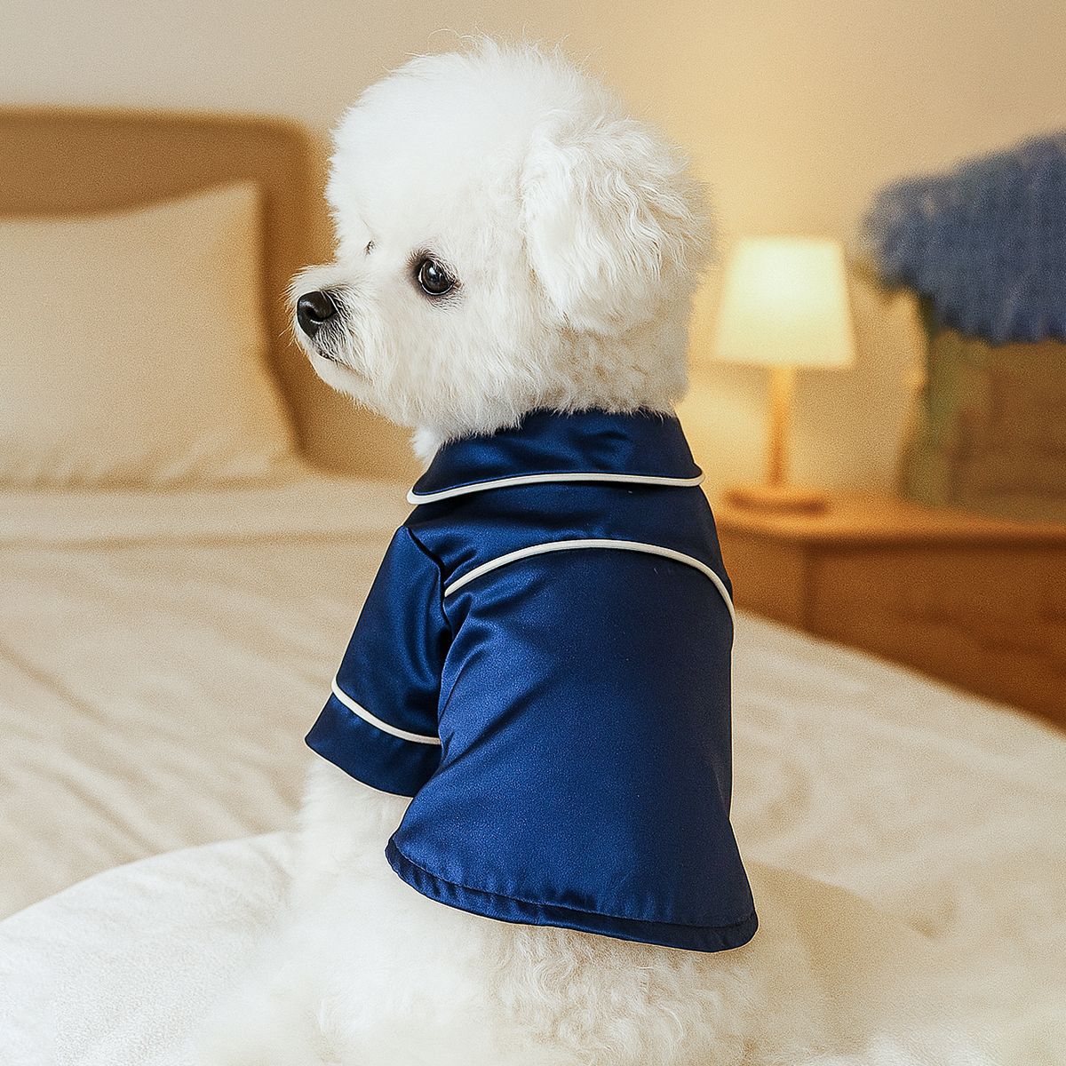 Luxury Dog Pajamas Satin Sleepwear with Piping Trim